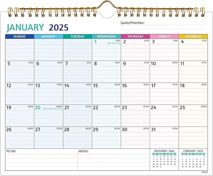Wall Calendar 2025-2026 β 2 Year Calendar 2025-2026, 11 x 8.5 In, Jan 2025 - Dec 2026, 2025 Calendar 24 Months, Small Monthly Calendar 2025, with Ruled Blocks, Thick Paper, Holidays, To-dos οΌ Notes