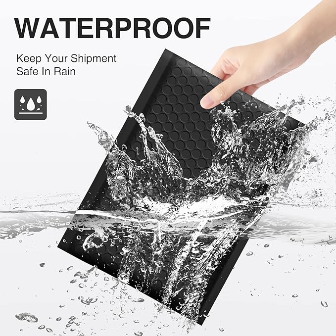 UCGOU Bubble Mailers 8.5x12 Inch Black 25 Pack Usable Size 8.5x11 Poly Padded Envelopes #2 Medium Mailing Opaque Packaging Postal Self Seal Waterproof Boutique Shipping Bags for Clothes Makeup