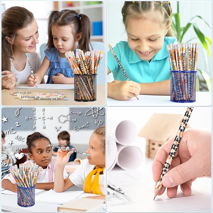 60 Pcs Retro Motivational Pencils Bulk, Inspirational School Pencils for Classroom, Cute Wood Pencils with Encourage Positive Saying, Back to School Supplies for Kids Student Teacher Classroom Reward