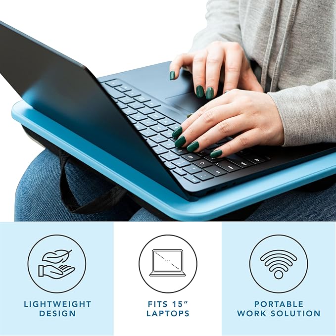LAPGEAR Compact Lap Desk - Alaskan Blue - Fits up to 15 Inch Laptops - Pack of 12 - Style No. 43003