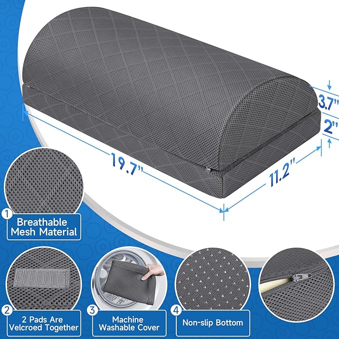 Foot Rest,Desk & Gaming Accessories,Foot Rest for Under Desk at Work,Comfortable Footrest with 2 Adjustable Heights & Removable Cover, Office Desk Accessories(Gray-19.7 in)