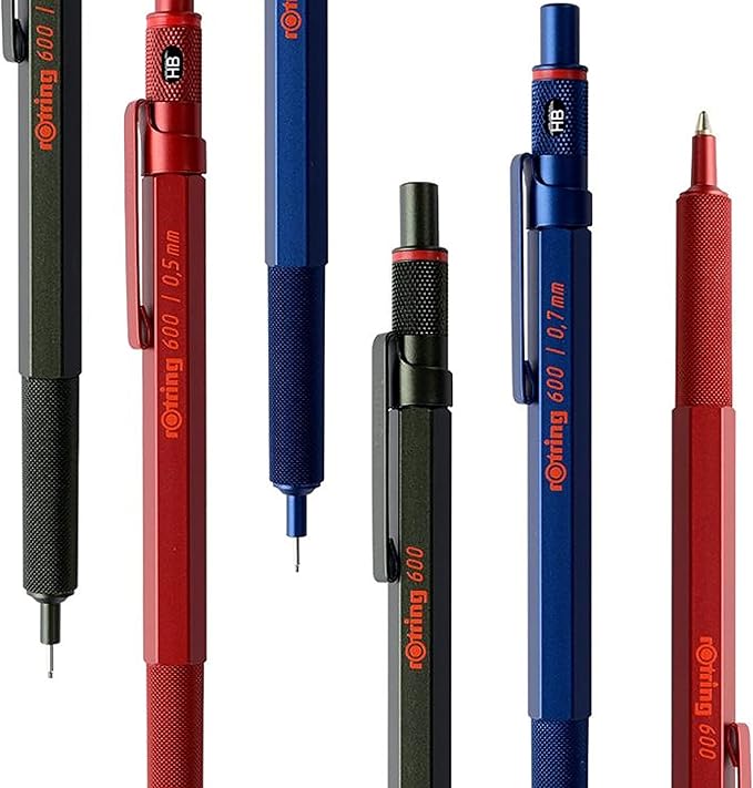 rOtring 600 Ballpoint Pen, Medium Point, Black Ink, Silver Barrel, Refillable