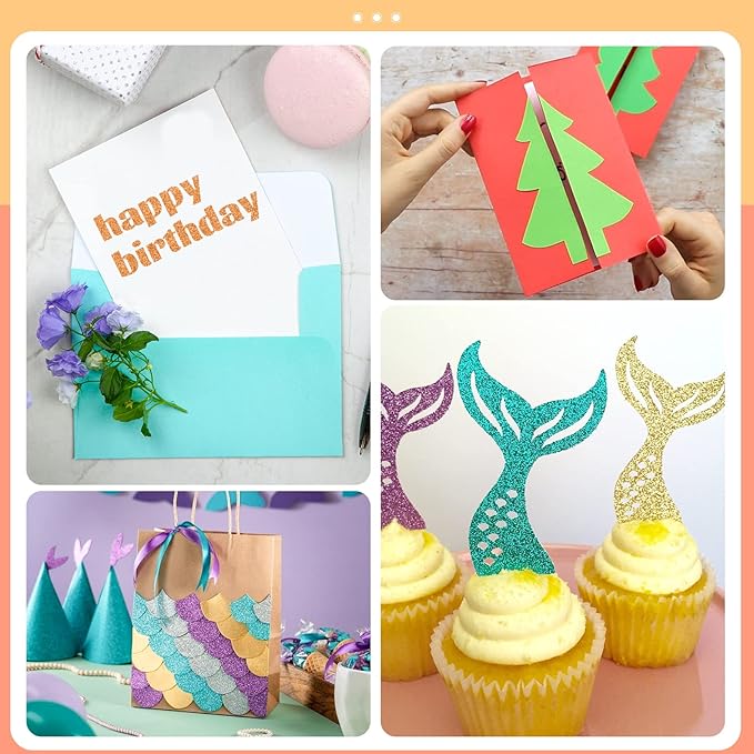 60 Sheets HTVRONT Colored Cardstock Paper Bundle, 20 Colors Glitter Cardstock and Colored Card Stock 8.5 x 11in, Thick Glitter Cards for Cricut Machine, Christmas Birthday Wedding Party Decoration