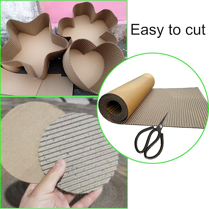 (14 x 144in)Brown Single Face Corrugated B Flute Cardboard Roll Shipping Corrugated Roll Paper Corrugated Wrap for Packing, Storage, Shipping, DIY(2rolls Each roll14x 72in)