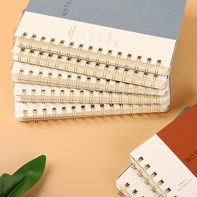 Spiral Notebook-6.10" x 8.19" Journal with Back Pockets and 192 Lined Pages,PU Leather Cover Business Journal, Twin-Wire Binding Notebook Perfect for Office & Home School Supplies