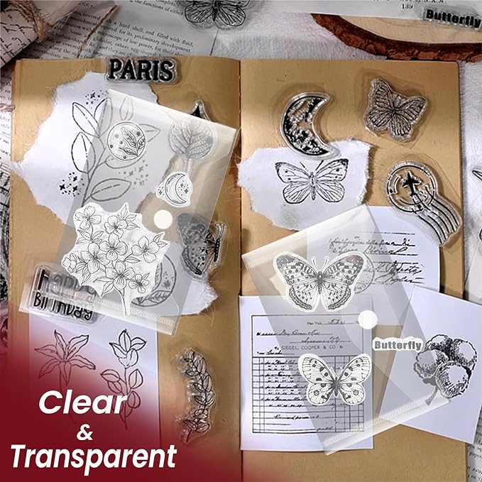 Vmiapxo 40 Pack Stamp and Die Storage Pockets, Reusable Small Plastic Envelopes Waterproof Sticker Organizer Receipt Holder Photo Storage Folders (3" x 5")