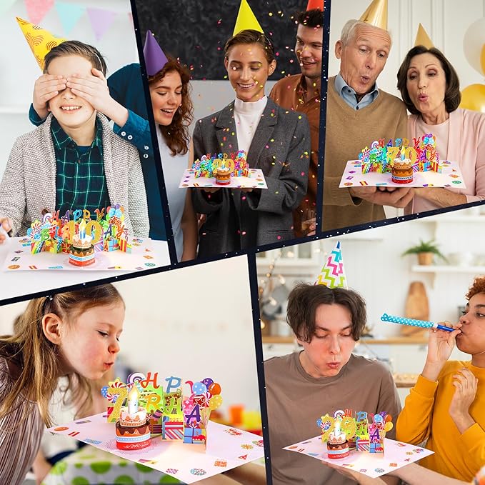 Gumry Sweet 16 Musical 3D Birthday Card, Blowable Musical Birthday PopUp Card with Colorful Light Candle Song, Happy 16th Birthday Gifts Decorations for 16 Years Old Girls Boys Son Daughter