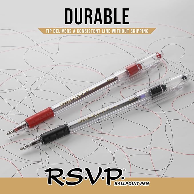 R.S.V.P. Stick Ballpoint Pen, Violet Ink, Fine, 0.70 mm, 12/Pack