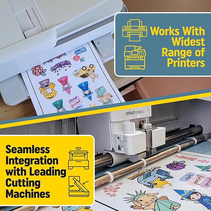 Clear Printable Vinyl for Inkjet Printer - For Epson - (Clear Sticker Paper | Waterproof | 25 Sheets) - Transparent Inkjet Printable Vinyl Sticker Paper Avoid Jams for Printers
