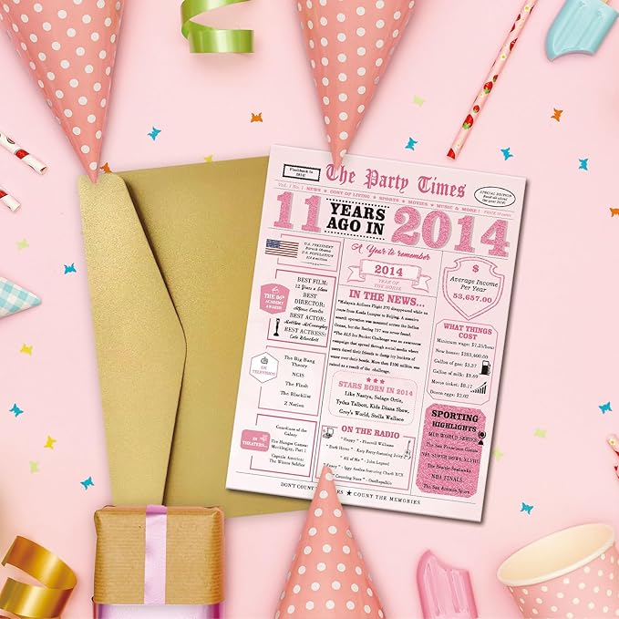 11th Birthday Decorations for Girls,11 Year Old Girl Birthday Card Gifts,11th Bday Card,11 Year Old Bday Decorations for Daughter Granddaughter Niece