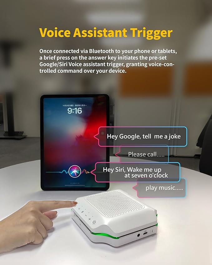 KURO CSP-102 Bluetooth AI Speakerphone Conference Speaker and Microphone with AI Noise Cancellation Long Coverage 360 Degree Voice Pickup Wireless Office Mic for Zoom Meeting Skype Teams Black