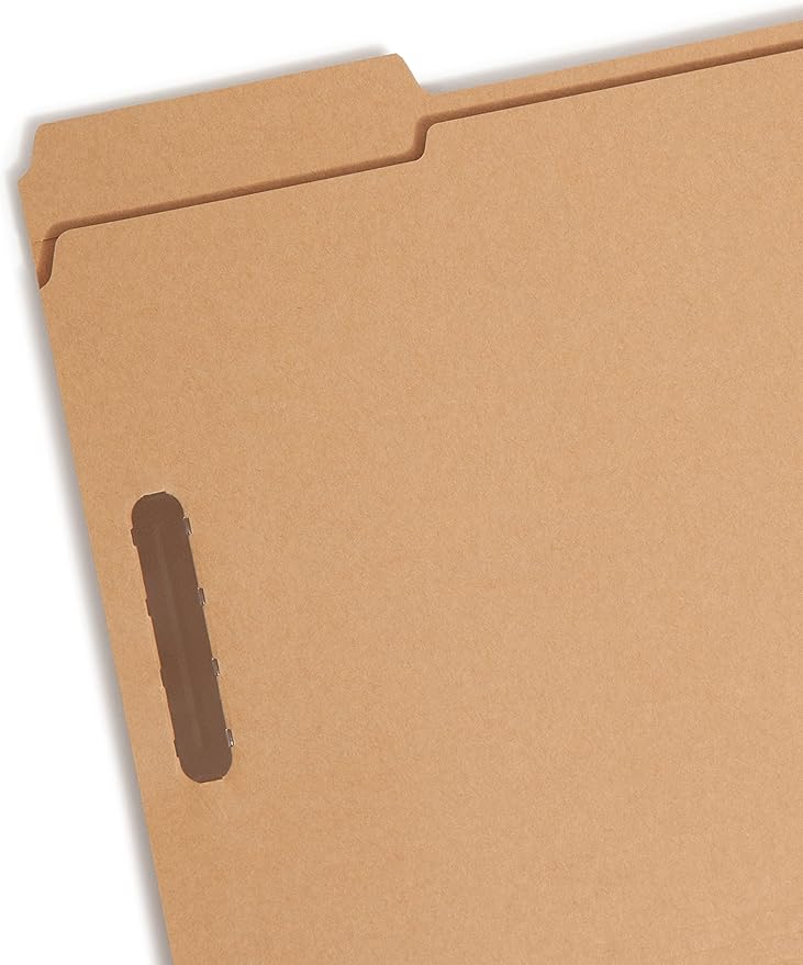 Smead Fastener File Folder, 2 Fasteners, Reinforced 1/3-Cut Tab, Letter Size, Kraft & Blue, 50 per Box