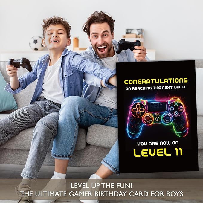 Gooji 5x7 Gamer Birthday Card for Boys โ Cool Video Game Birthday Card for Son, Grandson, Brother, Nephew, Kids Ages 9, 10, 11, 12 โ Fun Gift for Gamers (12Y)