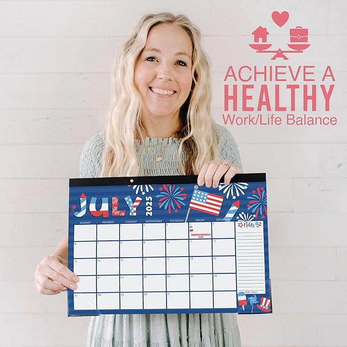 Hadley Designs Large Desk Calendar 2025-2026 - 18-Month Desktop Calendar 2025 for Organized Planning, 17" x 11" 2025 Desk Calendar for Home, School and Office (Doodle)