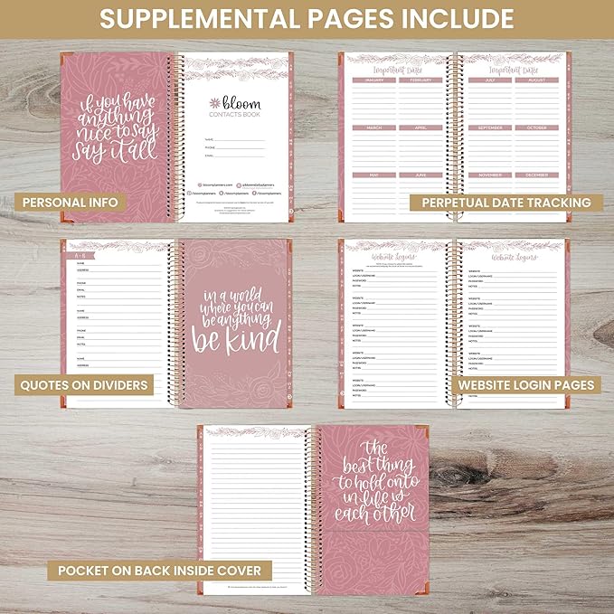 bloom daily planners Hardcover Contacts Address Password Book - Alphabetical Organizer with Tabs - 6β x 8.25" - Daydream Believer
