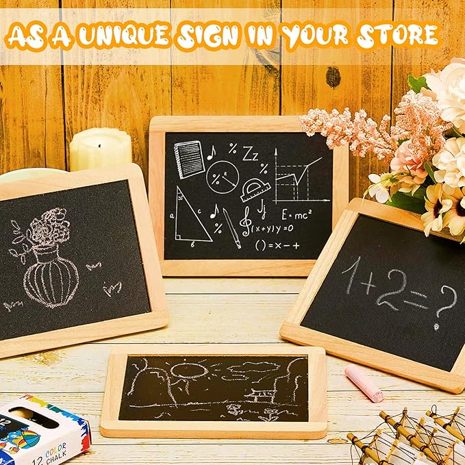 Chinco 6 Pcs Small Slate Chalkboard Mini Chalk Board with Frames Mini Board Signs School Supplies for Classroom Home Office