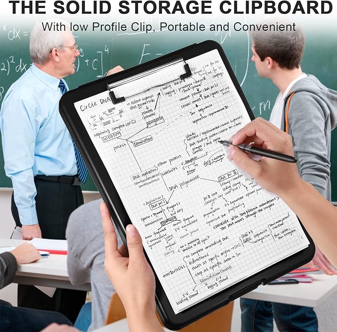 Geyee 24 Pcs Clipboards with Storage Letter Size Foldable Nursing Clipboard Storage with Pen Holder Plastic Storage Clip Board with Low Profile Clip for Student Teacher Nurse Office 9.4 x 13.4 Inch