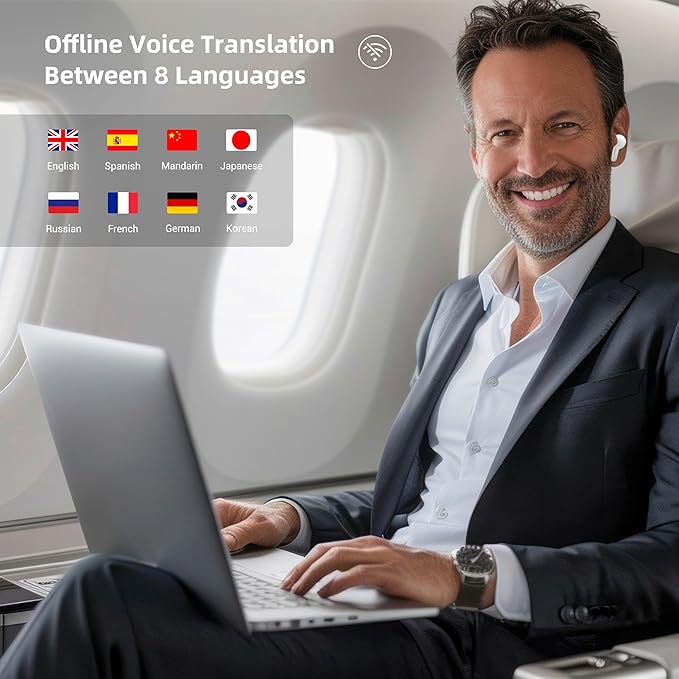 M3 Offline AI Translator Earbuds Support 144 Languages & Accents Translation Two-Way Translation Translator Device AI Translation Earbuds Real Time