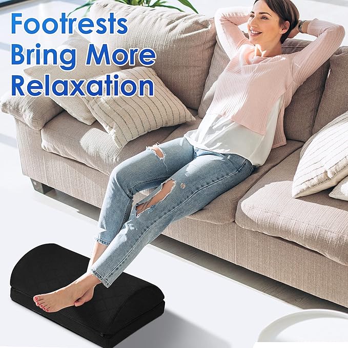 Foot Rest,Desk & Gaming Accessories,Foot Rest for Under Desk at Work,Comfortable Footrest with 2 Adjustable Heights & Removable Cover, Office Desk Accessories(Black-19.7 in)