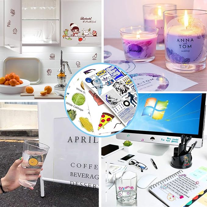 Printable Vinyl Sticker Paper for Inkjet Printer - 8.5 x 11 Inches 15 Sheets Translucent Premium Waterproof Sticker Paper - Dries Quickly and Holds Ink Beautifully