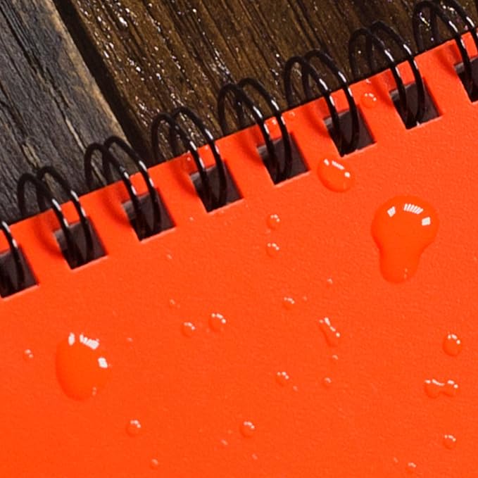 Rite in the Rain Weatherproof Top Spiral Notebook, 3" x 5", Orange Cover, Universal Pattern, 3 Pack (No. OR35-3)