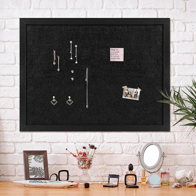 TORASO Cork Board Bulletin Board, 36" X 48" Cork Boards for Walls with Pins, Eye Bolts, gaskets, Screws, Pin Board for Office, School and Home (BK,90x120cm,1p)