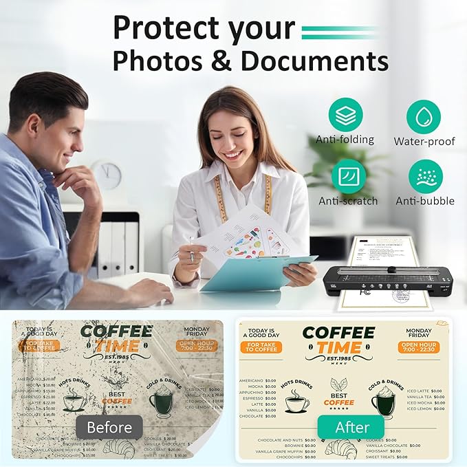 Laminator, 13 Inch Laminator Machine, 11x17 Laminator with 50 Laminating Sheets, Cold & Thermal Laminator Built-in Paper Cutter & Corner Rounder, A3 Laminating Machine for Classroom Home School