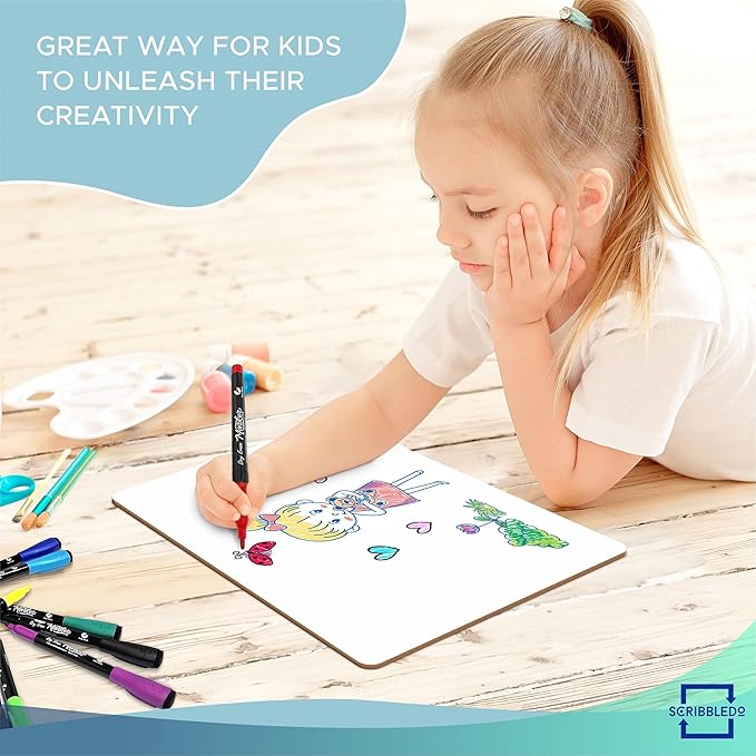 Scribbledo Small White Board Dry Erase Mini Whiteboard 9x12 Inch Small Dry Erase Board Marker Board Dry Erase Lapboards Handheld Personal White Boards for Students Whiteboard Office