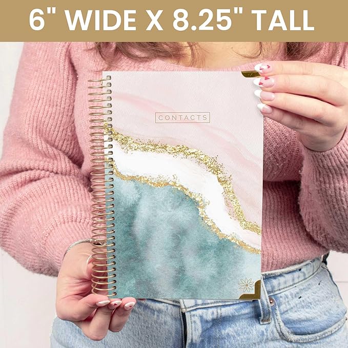 bloom daily planners Hardcover Contacts Address Password Book - Alphabetical Organizer with Tabs - 6β x 8.25" - Daydream Believer