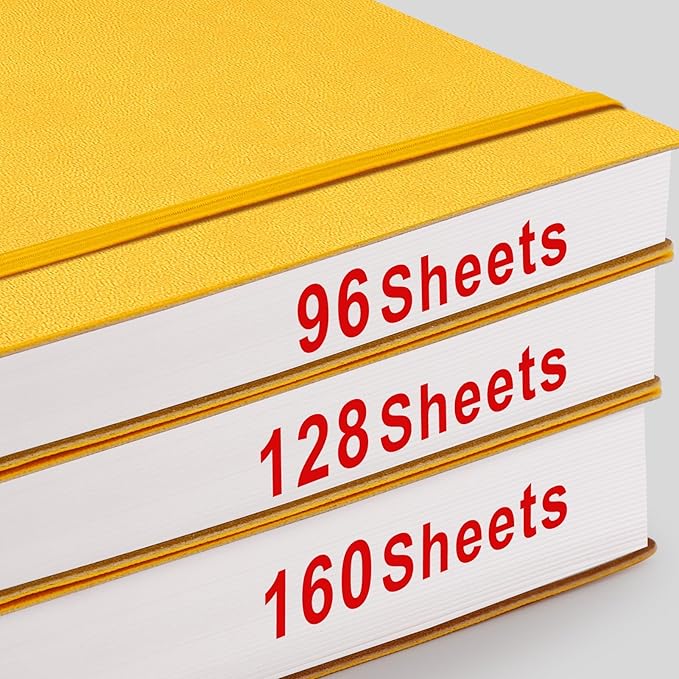AHGXG Bullet Dotted Journal - Large A4 Notebook Dotted, 8.5''×11'', 320 Pages Dot Grid Notebook, 100gsm Thick Paper, Leather Softcover, with Journal Stencils, Inner Pocket - Yellow