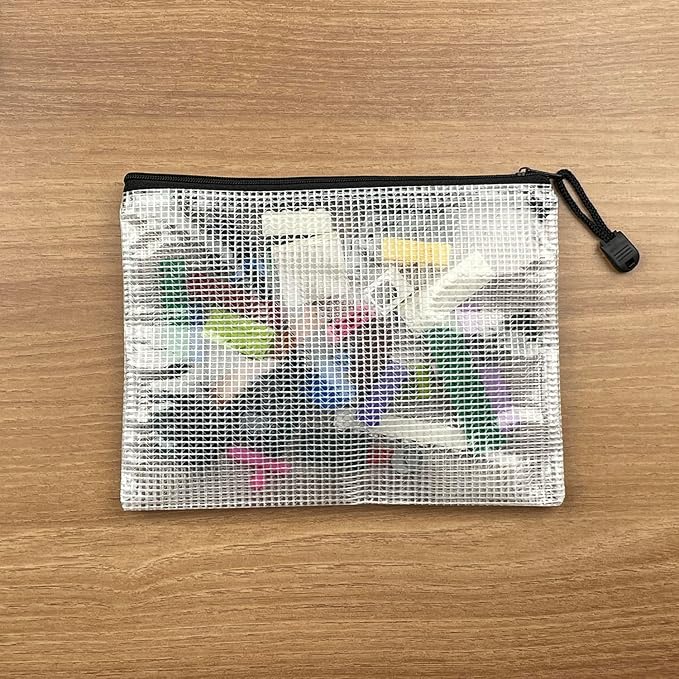 Oaimyy-A6(6"x 4.5"), Mesh Zipper Pouch Document Folders Bag Plastic Zip File Folders for School Office Supplies, Travel, Organizing Storage-Black,6 Pcs