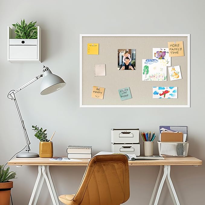 Cork Board with Linen White 2Pack,Bulletin Board 36"x24" Hanging Corkboards for Office Home School Message Board or Vision Board Decoration.