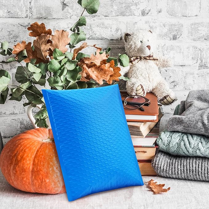UCGOU Bubble Mailers 8.5x12 Inch Blue 25 Pack Usable Size 8.5x11 Poly Padded Envelopes #2 Medium Mailing Opaque Packaging Postal Self Seal Waterproof Boutique Shipping Bags for Clothes Makeup