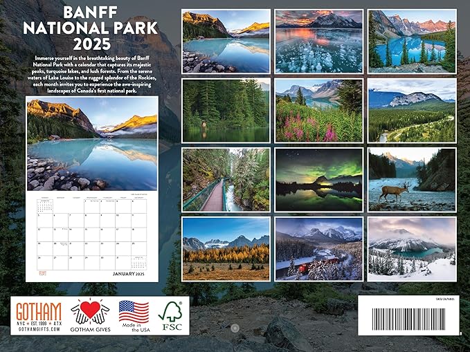 Banff National Park 2025 Calendar Monthly Wall Calender Alberta Canada Nature 12 Month | American Made In The USA