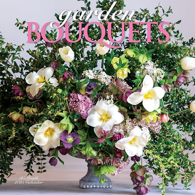 Graphique 2025 Garden Bouquets Wall Calendar | 12” x 12” | Thick Paper | Home & Office Organizer | Large Monthly Grid | 3 Languages & Marked Holidays | 4 Month Preview Page for 2026