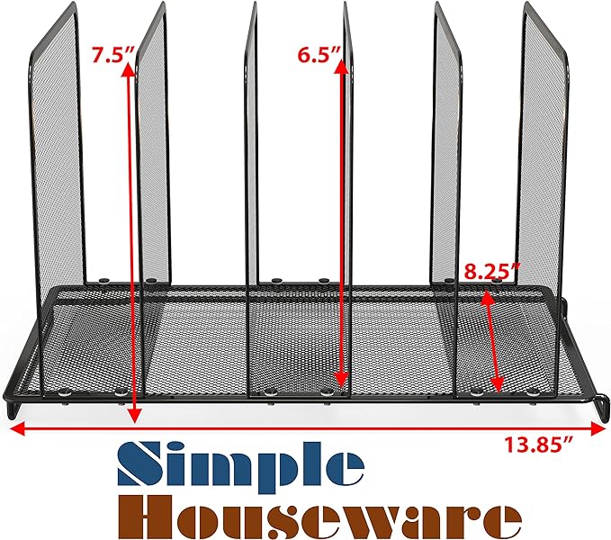 Simple Houseware 5 Section Upright File Sorter Organizer, Black - 2 Pack
