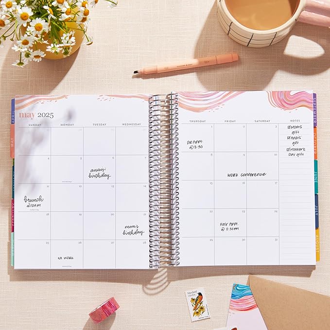 Erin Condren 12-Month Spiral Life Planner (Jan 2025 - Dec 2025) | 7x9 Weekly Planner with Monthly Calendars | Canvas Asterisk Covers, Evolve Interior, Vertical Layout, Platinum Coil