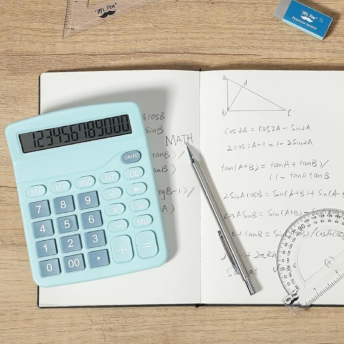 Mr. Pen- Calculator, Blue, Calculators Large Display, Standard Function Calculator, 12-Digit, Calculators Desktop, Office Calculator, Desktop Calculator, Desk Calculator Large Display, Blue Calculator