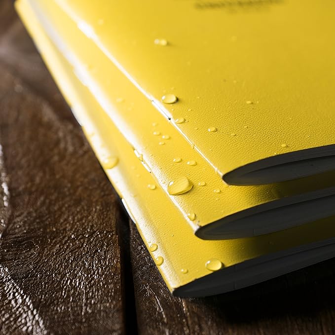Rite In The Rain All-Weather Mini-Stapled Notebook, 3 1/4" x 4 5/8", Yellow Cover, Universal Pattern, 3 Pack (No. 371FX-M), 4.625 x 3.5 x 0.125