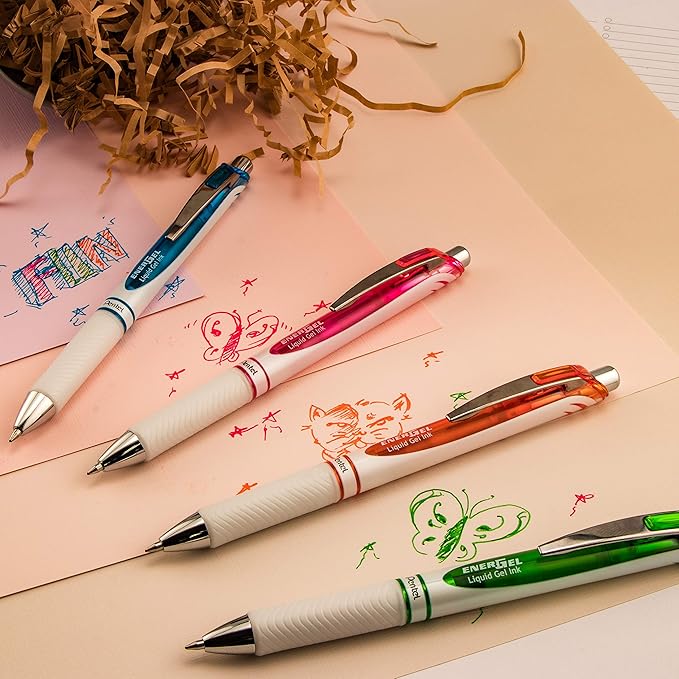 Pentel Pink BCA EnerGel Pearl RTX Retractable Gel Pen, 0.7mm (BL77WBP2PP)