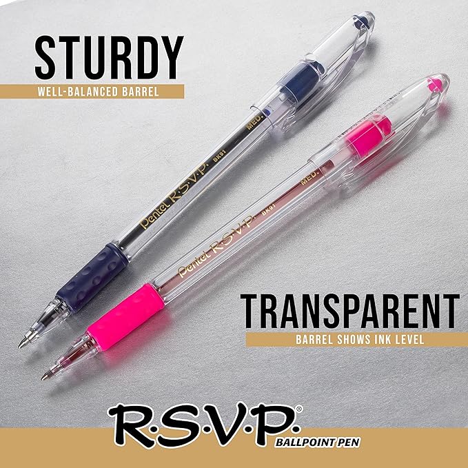 R.S.V.P. Stick Ballpoint Pen, Violet Ink, Fine, 0.70 mm, 12/Pack