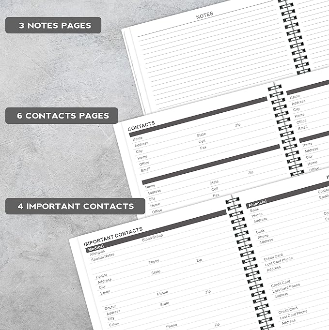 2025-2026 Monthly Planner/Calendar - 2 Year Planner 2025-2026, Monthly Tabs, 9ββ Γ 11ββ, Jan. 2025 - Dec. 2026, Hard Cover, Inner Pocket - Grey