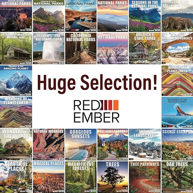 RED EMBER America's National Parks 2025 Wall Calendar 12 Month | 12" x 24" Open | Thick & Sturdy Paper | Giftable | Calendar 2025