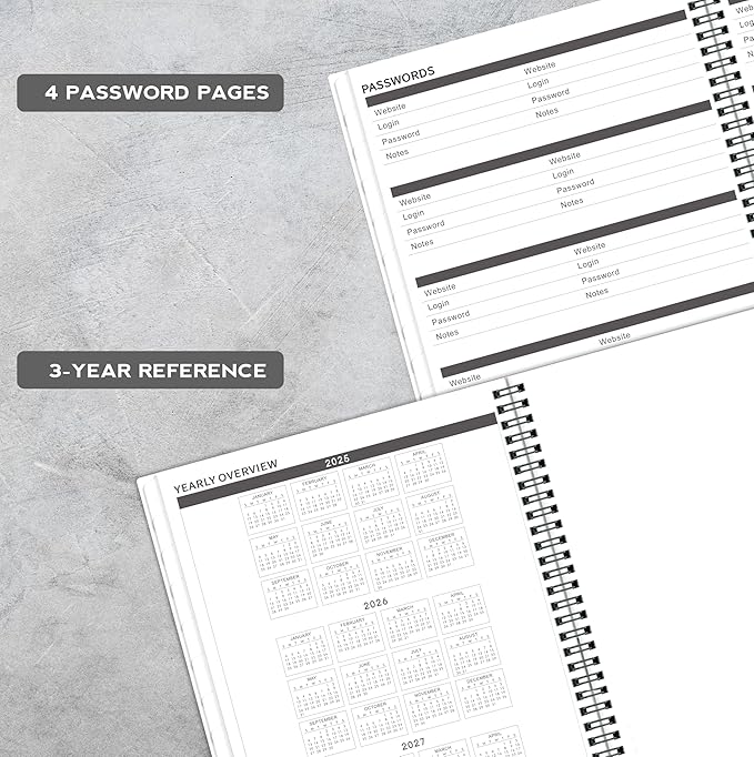 2025-2026 Monthly Planner/Calendar - 2 Year Planner 2025-2026, Monthly Tabs, 9ββ Γ 11ββ, Jan. 2025 - Dec. 2026, Hard Cover, Inner Pocket - Grey