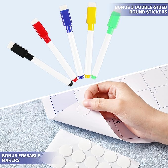 Large Dry Erase Calendar β Yearly Wall Calendar Dry Erase, 57.9" x 37", 12-Month Undated Calendar, Reusable Laminated with 15 Stickers - Purple