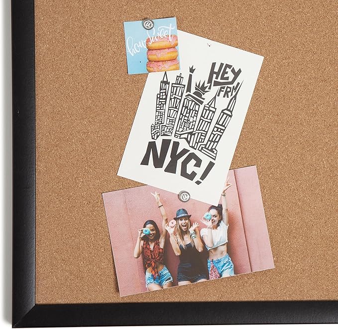U Brands Cork Bulletin Board, 18" x 24", Black Wood Frame (026U00-01)