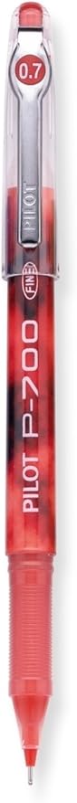 Pilot, Precise P-700 Gel Ink Rolling Ball Stick Pens, Marbled Barrel, Fine Point 0.7 mm, Red, Pack of 12