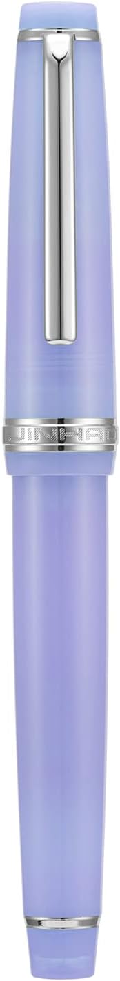 Jinhao 82 Acrylic Fountain Pen, Iridium Bent Nib with Ink Converter, Transparent Purple Classic Design Calligraphy Pen (Silver Trim)