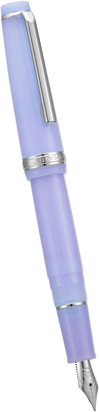Jinhao 82 Acrylic Fountain Pen, Iridium Bent Nib with Ink Converter, Transparent Purple Classic Design Calligraphy Pen (Silver Trim)