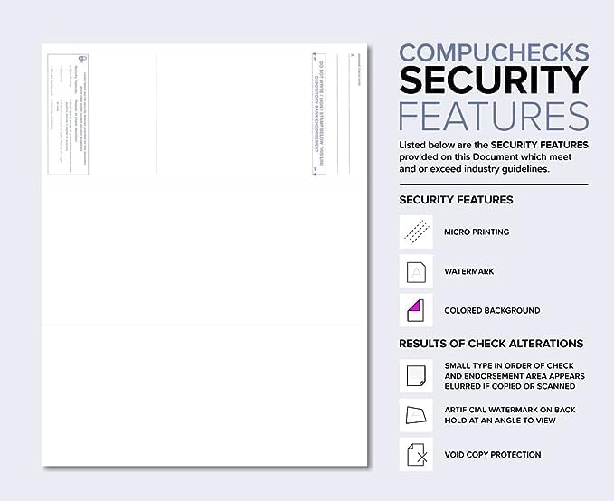 Compuchecks Check on Top Blank Check Paper - 2500 Pack, Quick-Books & Laser Printer Compatible - Security Business Checks with Voucher - 8.5" x 11" Blue Pinstripe